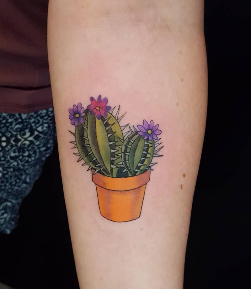 30 Unique Potted Plant Tattoos For Your Next Ink