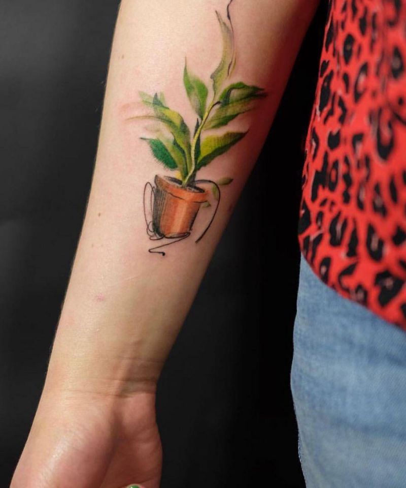 30 Unique Potted Plant Tattoos For Your Next Ink