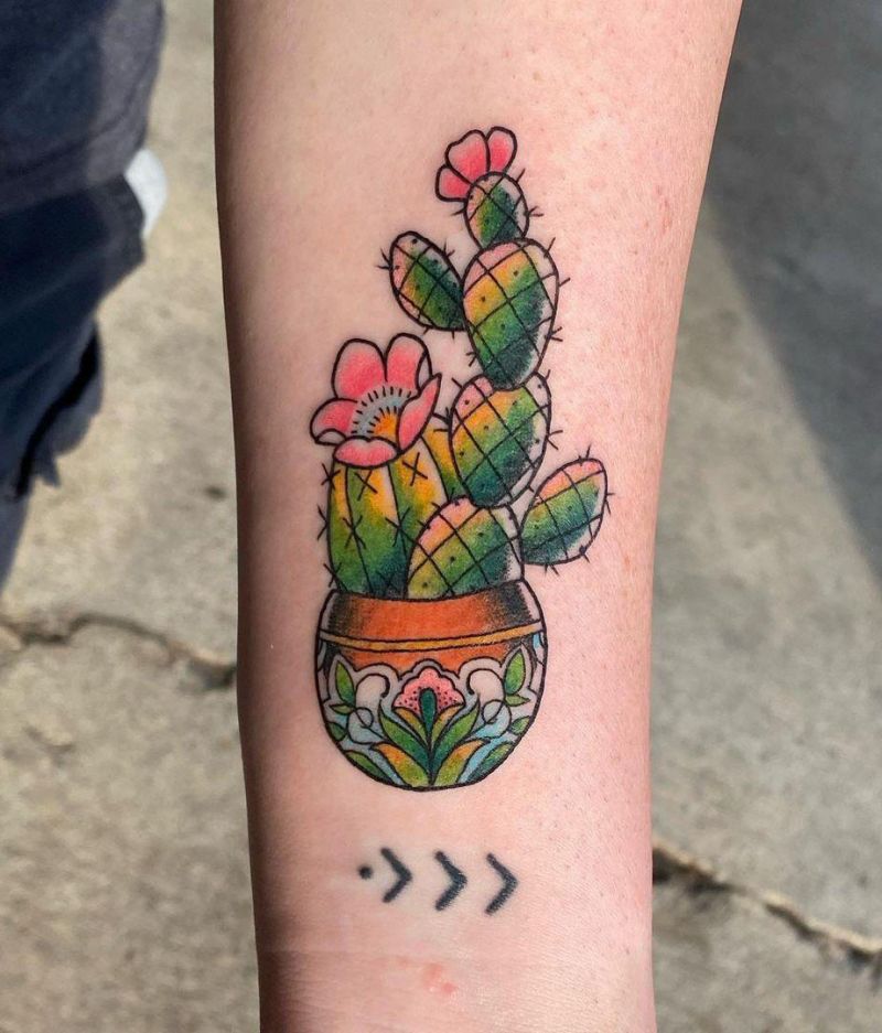 30 Unique Potted Plant Tattoos For Your Next Ink