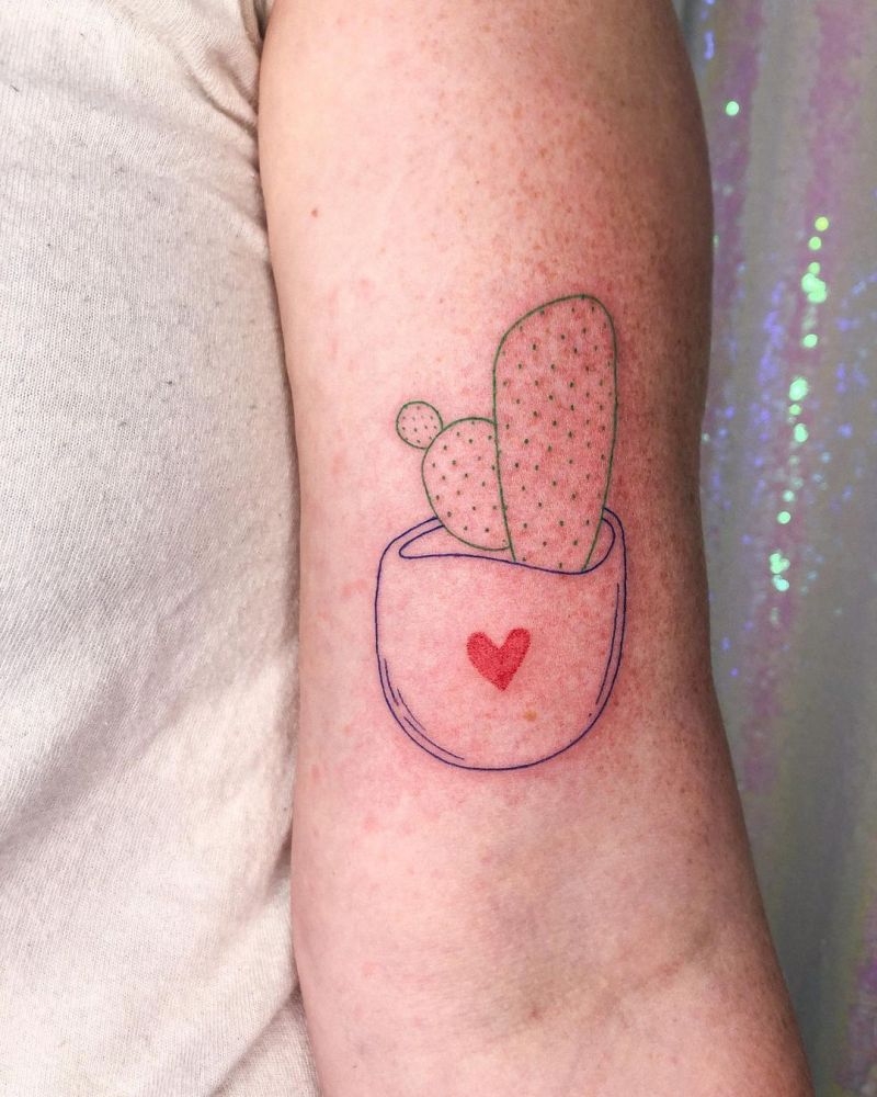 30 Unique Potted Plant Tattoos For Your Next Ink