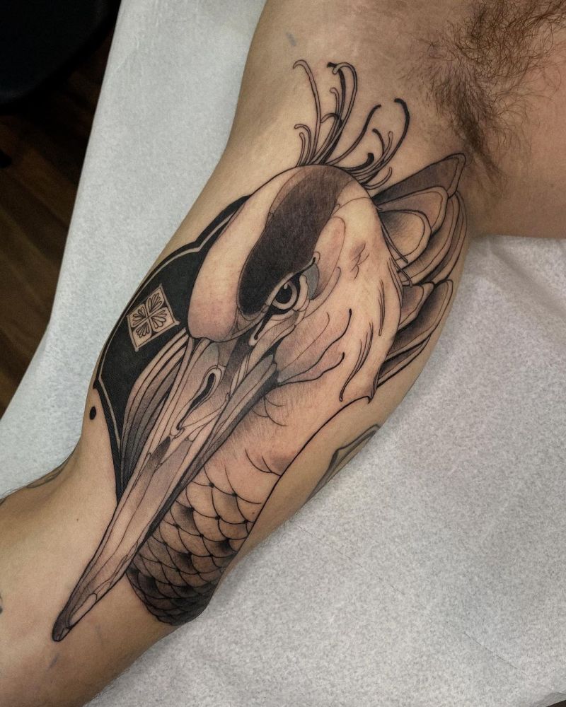 30 Pretty Blue Heron Tattoos You Must Love