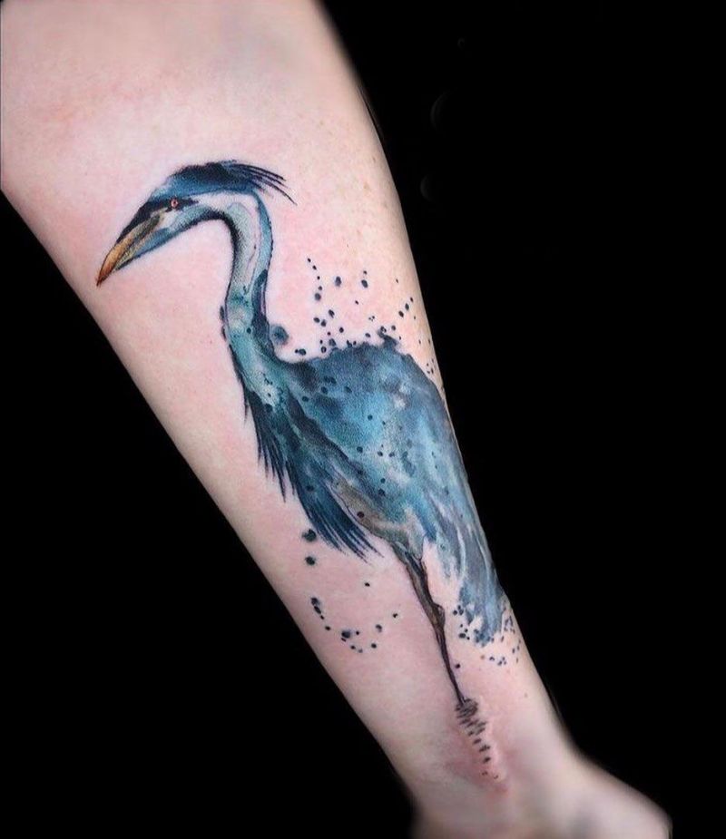 30 Pretty Blue Heron Tattoos You Must Love