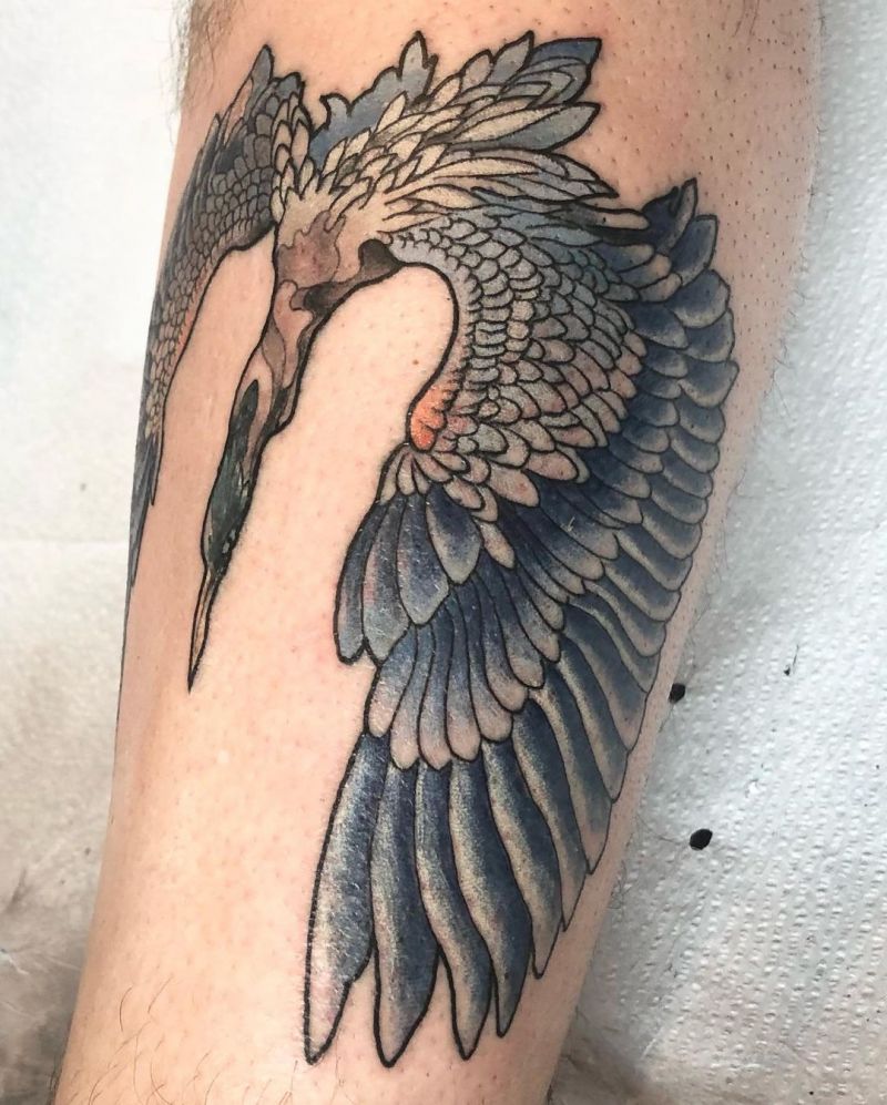 30 Pretty Blue Heron Tattoos You Must Love