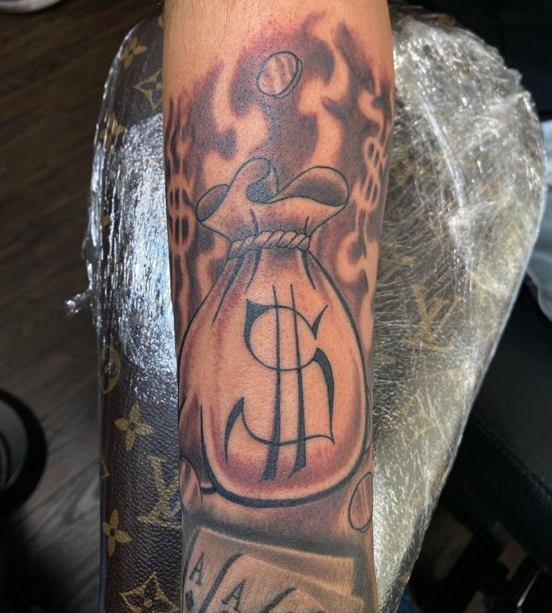 30 Unique Money Bag Tattoos to Inspire You