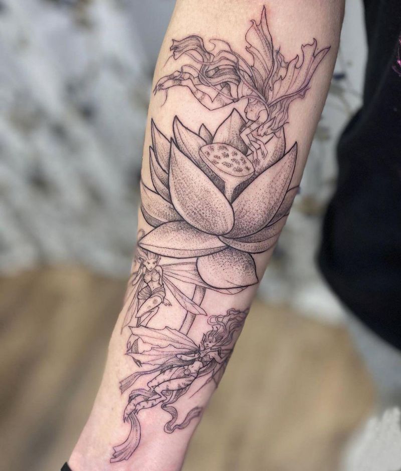 30 Unique Black Lotus Tattoos You Must Love