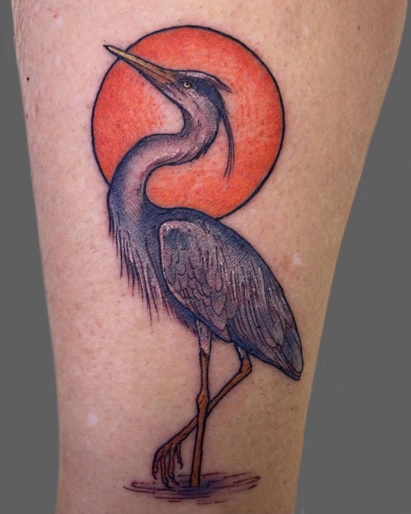 30 Pretty Blue Heron Tattoos You Must Love