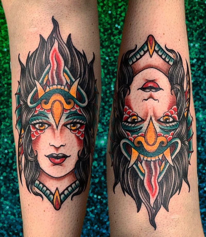 30 Unique Flip Face Tattoos You Must Try