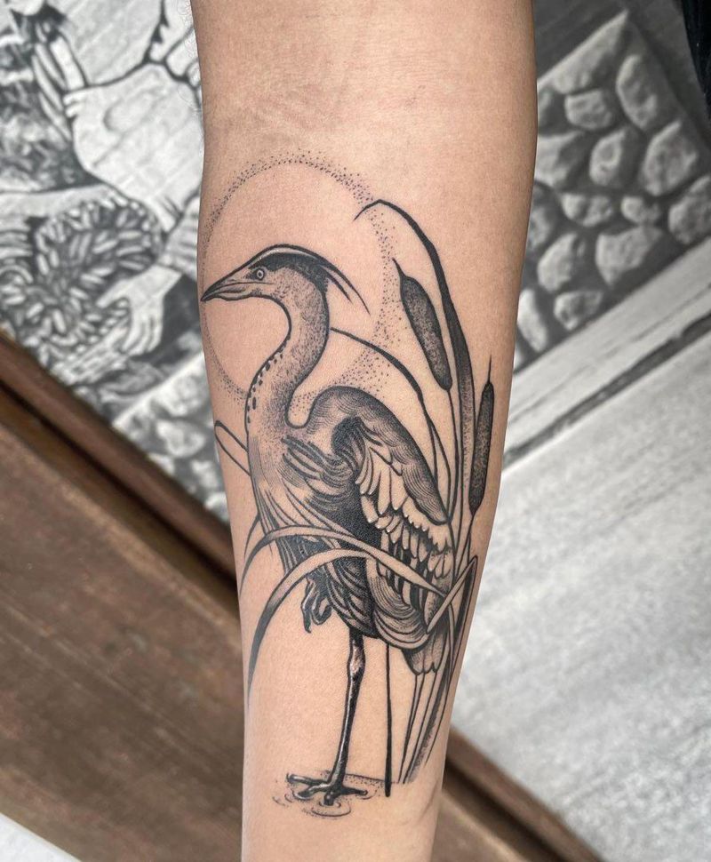 30 Pretty Blue Heron Tattoos You Must Love