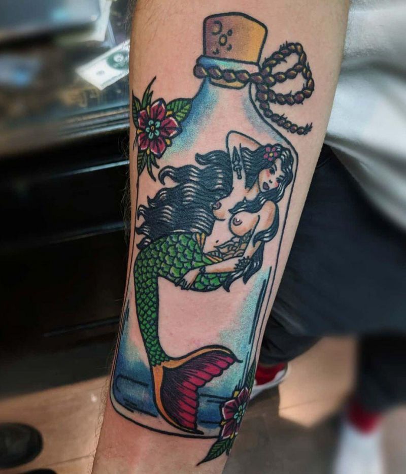 10 Cool Mermaid In A Bottle Tattoos You Must Love