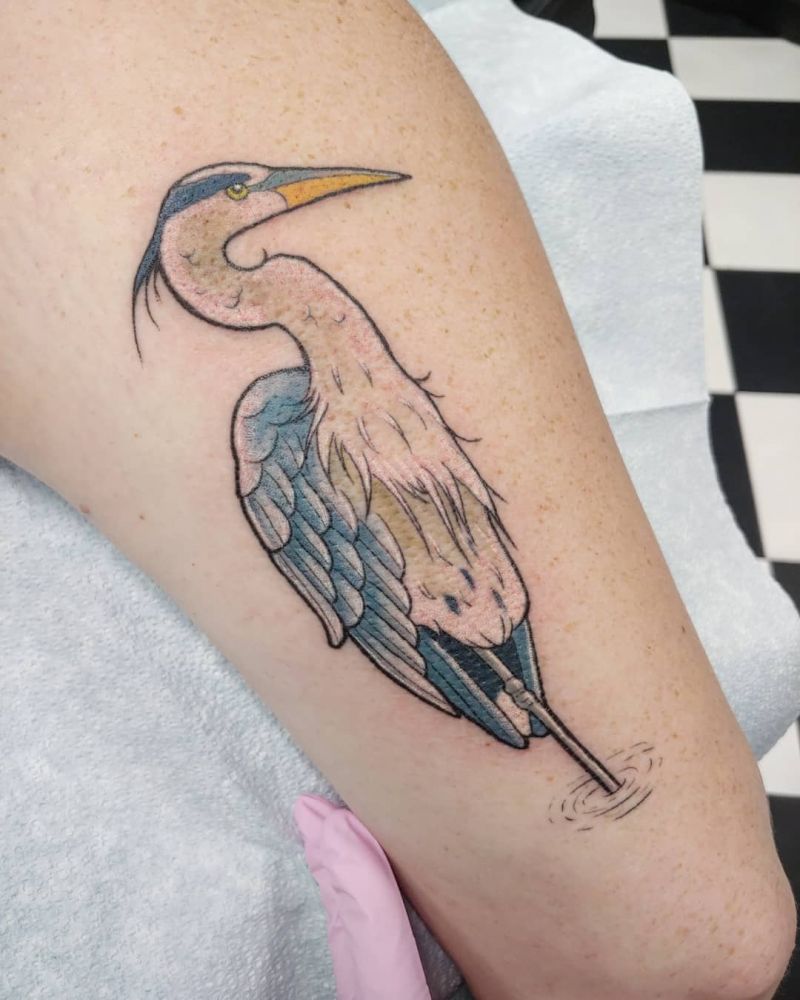 30 Pretty Blue Heron Tattoos You Must Love