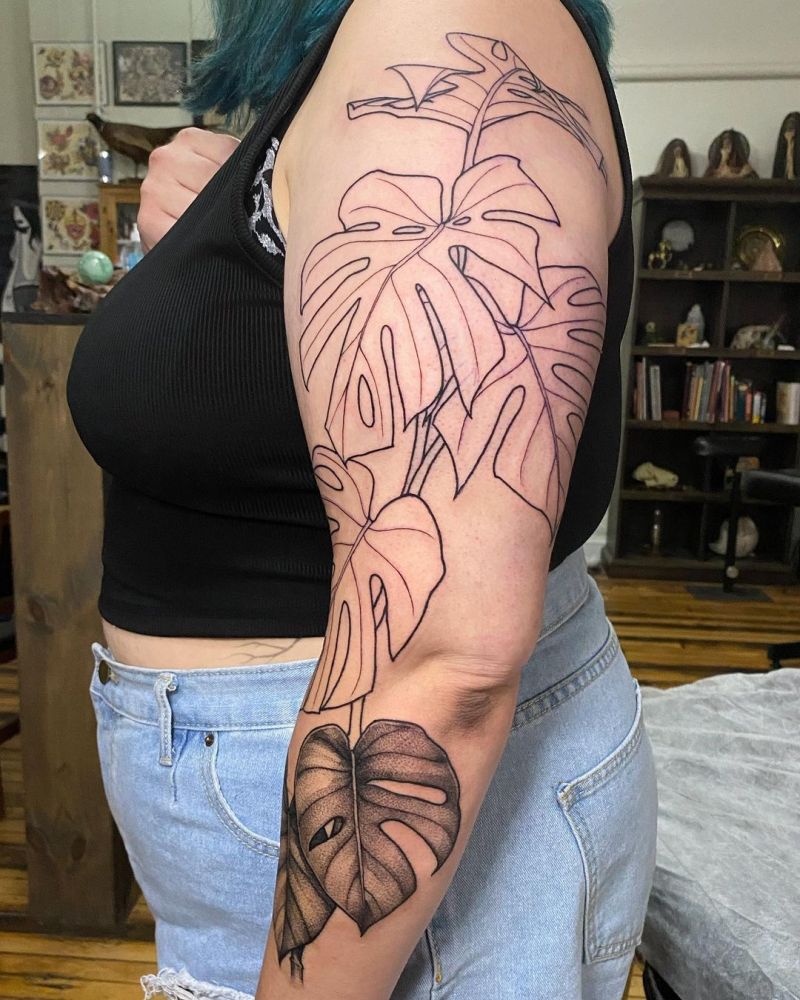 30 Unique Monstera Tattoos You Must Love