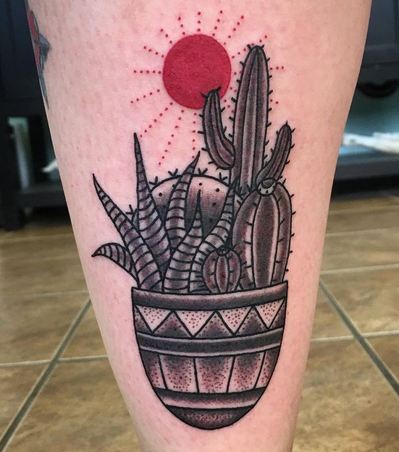 30 Unique Potted Plant Tattoos For Your Next Ink