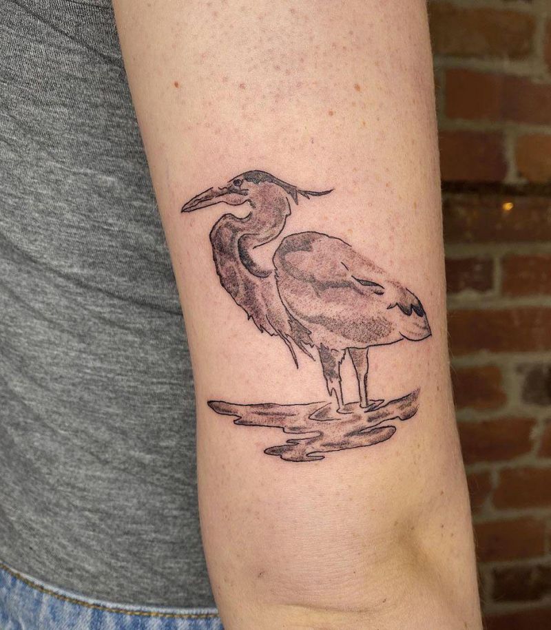 30 Pretty Blue Heron Tattoos You Must Love