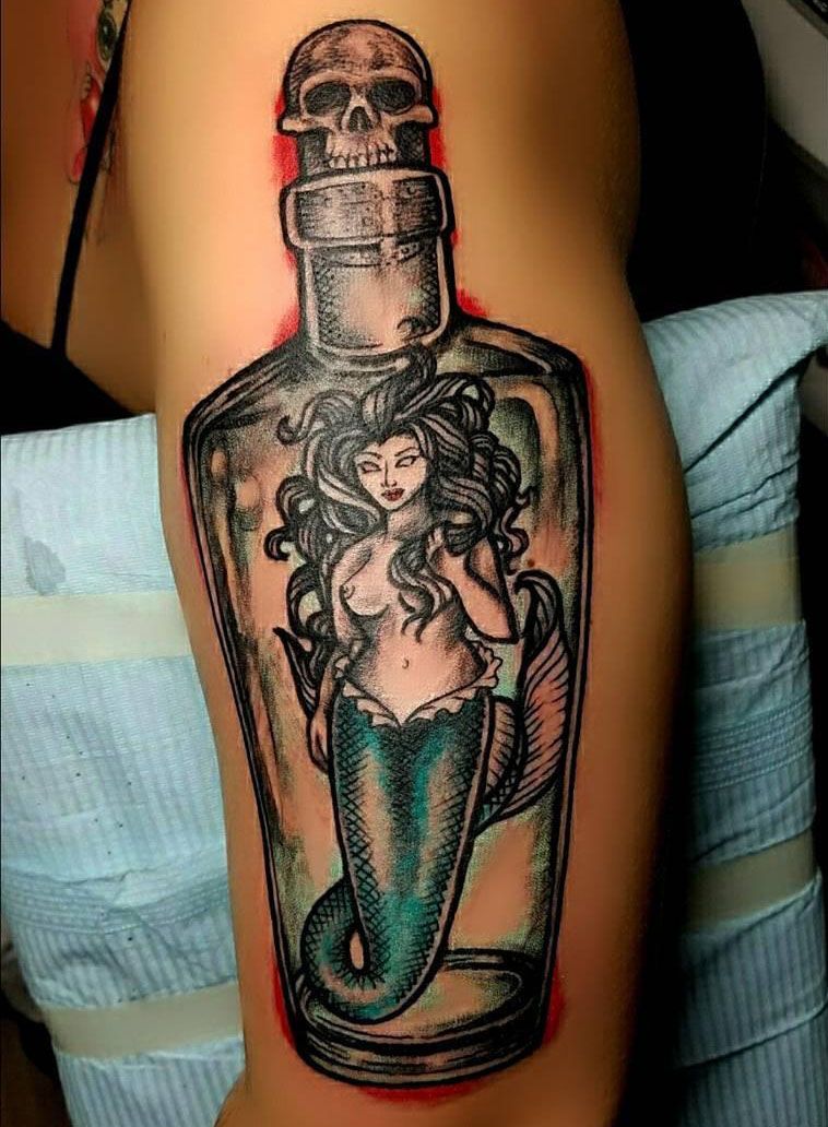 10 Cool Mermaid In A Bottle Tattoos You Must Love