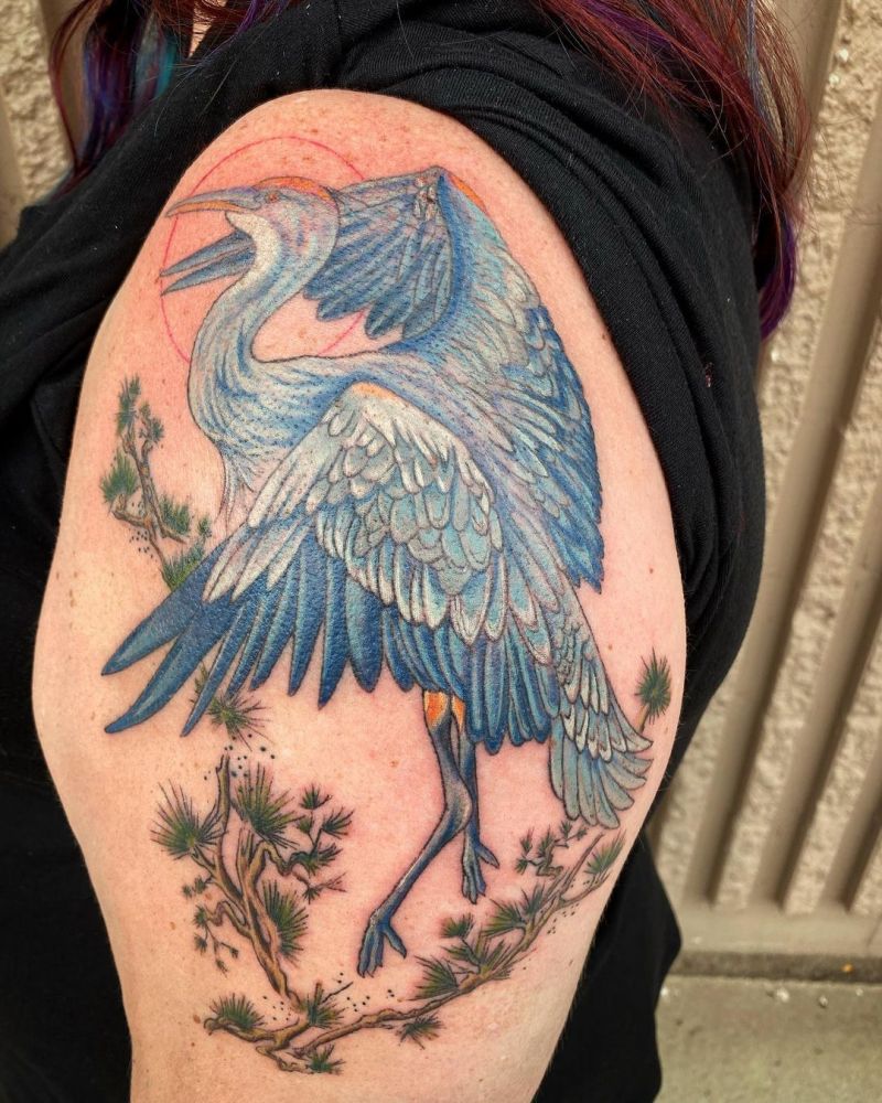30 Pretty Blue Heron Tattoos You Must Love