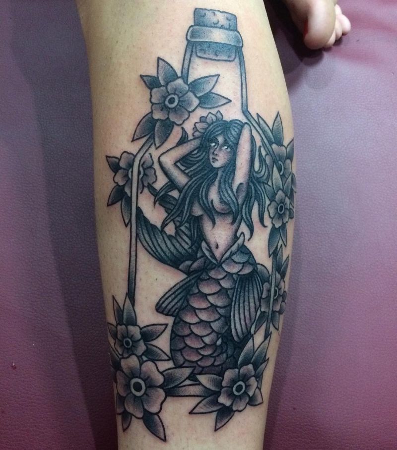 10 Cool Mermaid In A Bottle Tattoos You Must Love