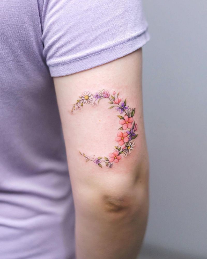 30 Pretty Moon Flower Tattoos You Will Love