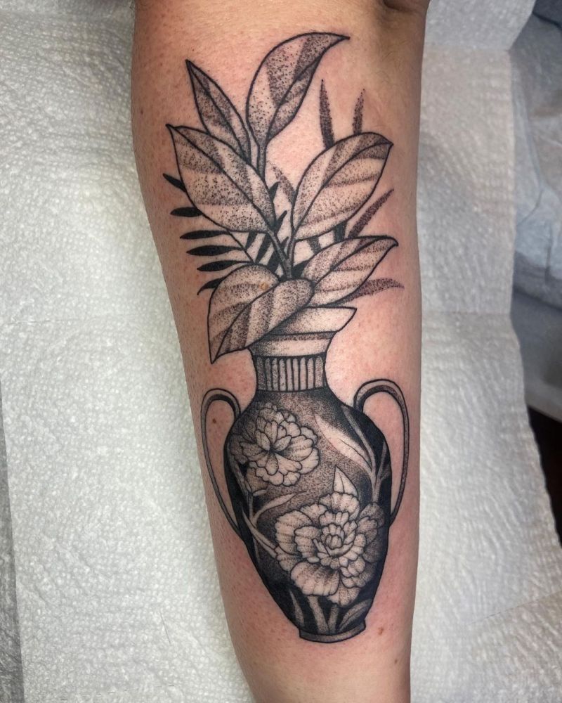 30 Unique Potted Plant Tattoos For Your Next Ink