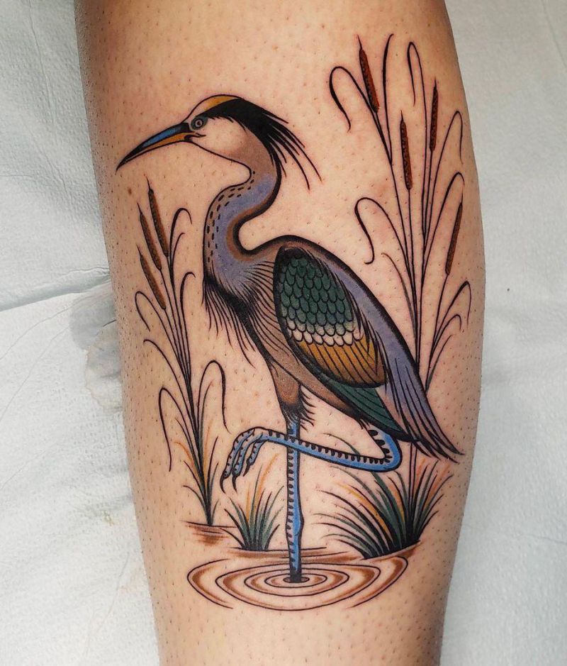 30 Pretty Blue Heron Tattoos You Must Love