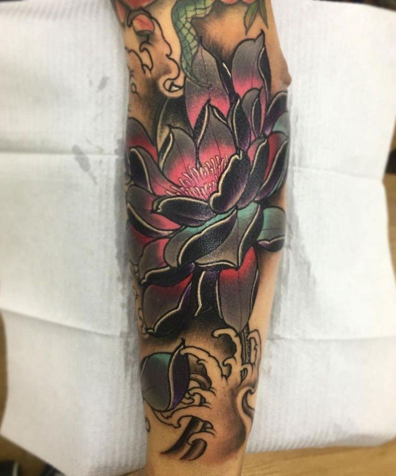 30 Unique Black Lotus Tattoos You Must Love