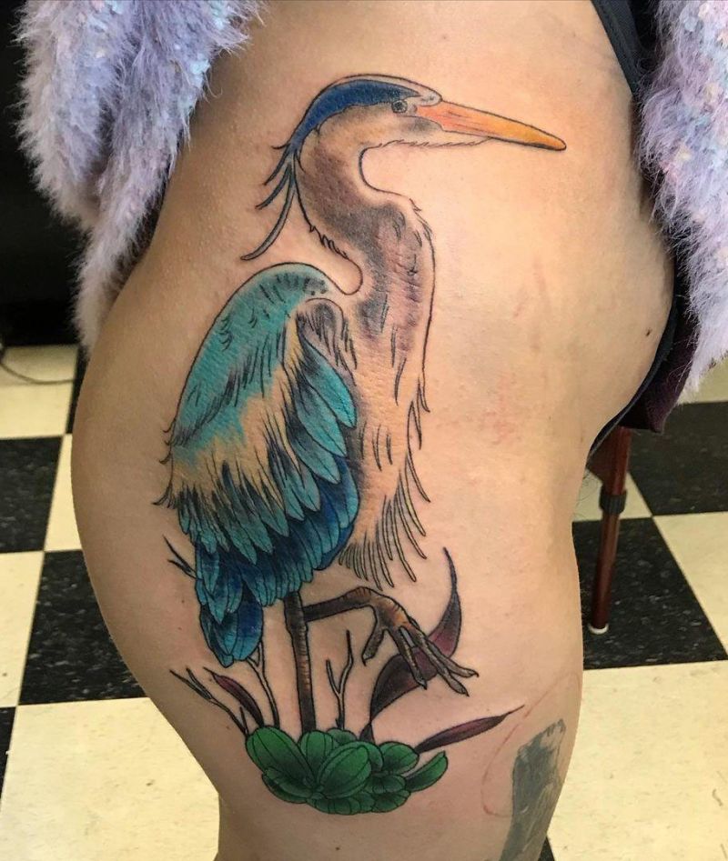 30 Pretty Blue Heron Tattoos You Must Love