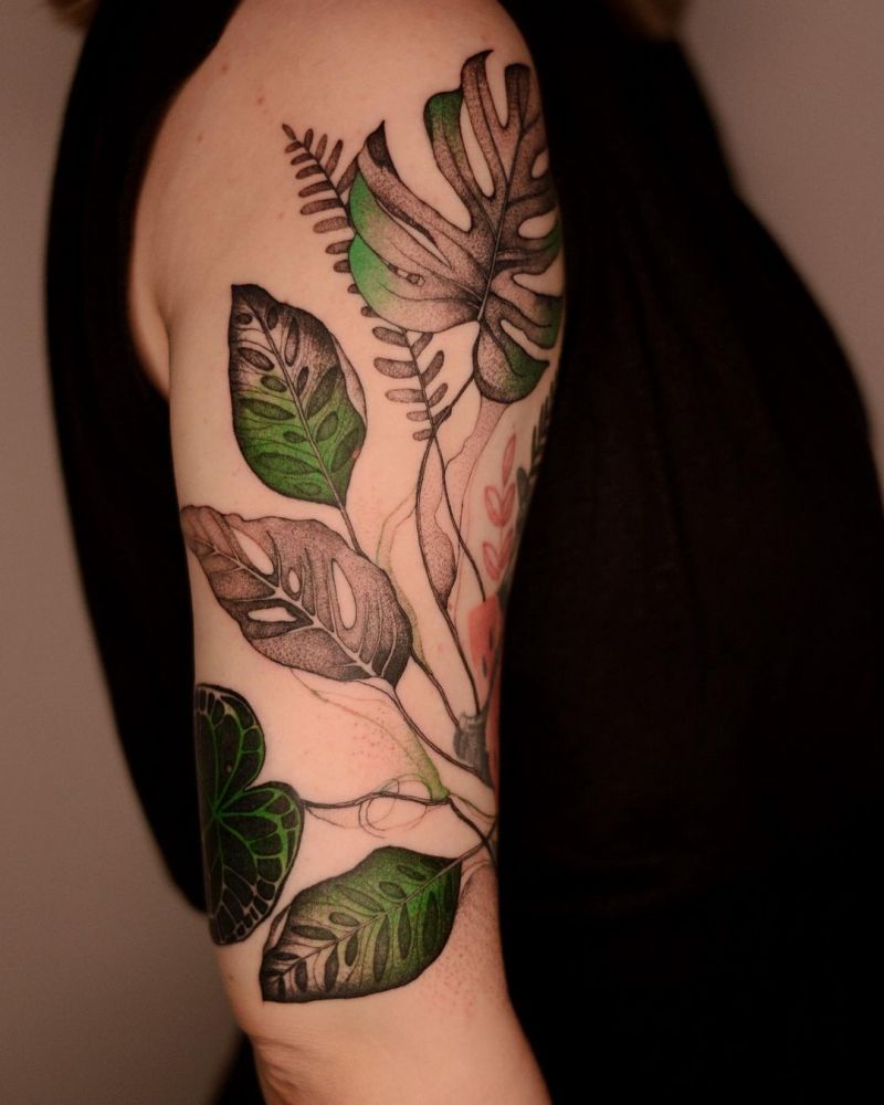 30 Unique Monstera Tattoos You Must Love