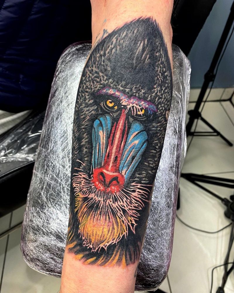 30 Great Mandrill Tattoos to Inspire You