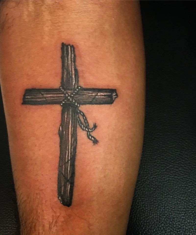 30 Pretty Wooden Cross Tattoos You Must Love