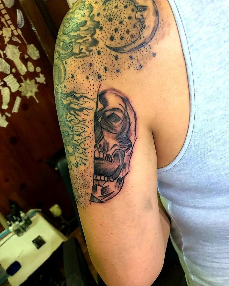 30 Great Half Skull Tattoos to Inspire You