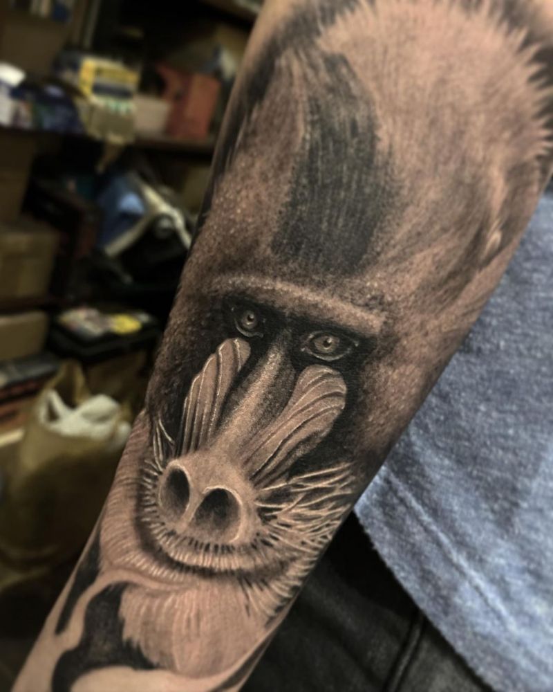 30 Great Mandrill Tattoos to Inspire You