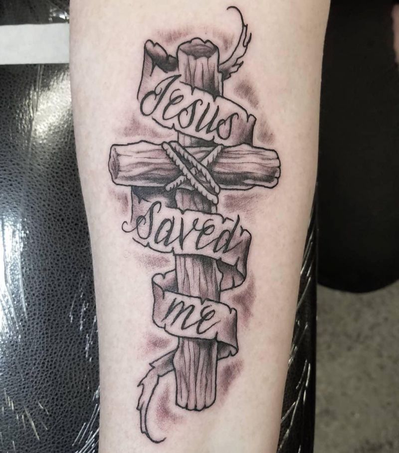 30 Pretty Wooden Cross Tattoos You Must Love