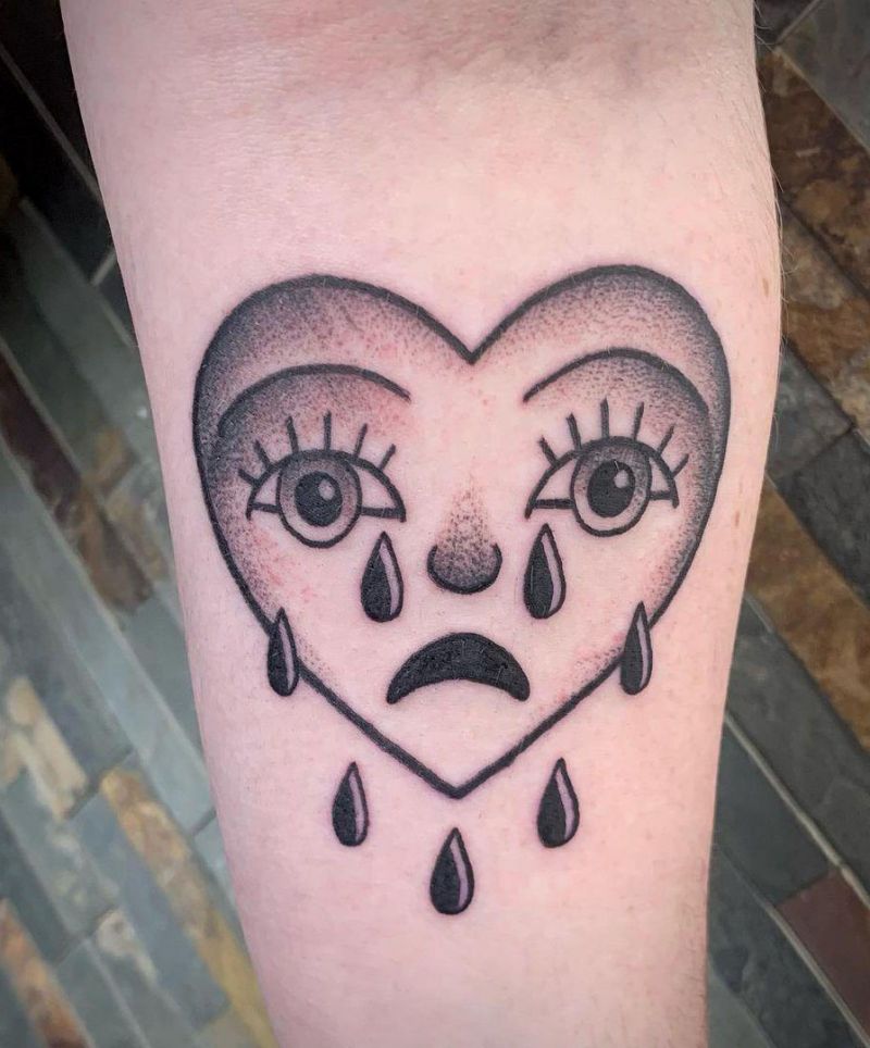 30 Unique Crying Heart Tattoos for Your Inspiration