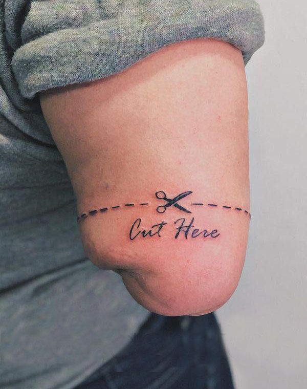 25 Unique Cut Here Tattoos for Your Inspiration