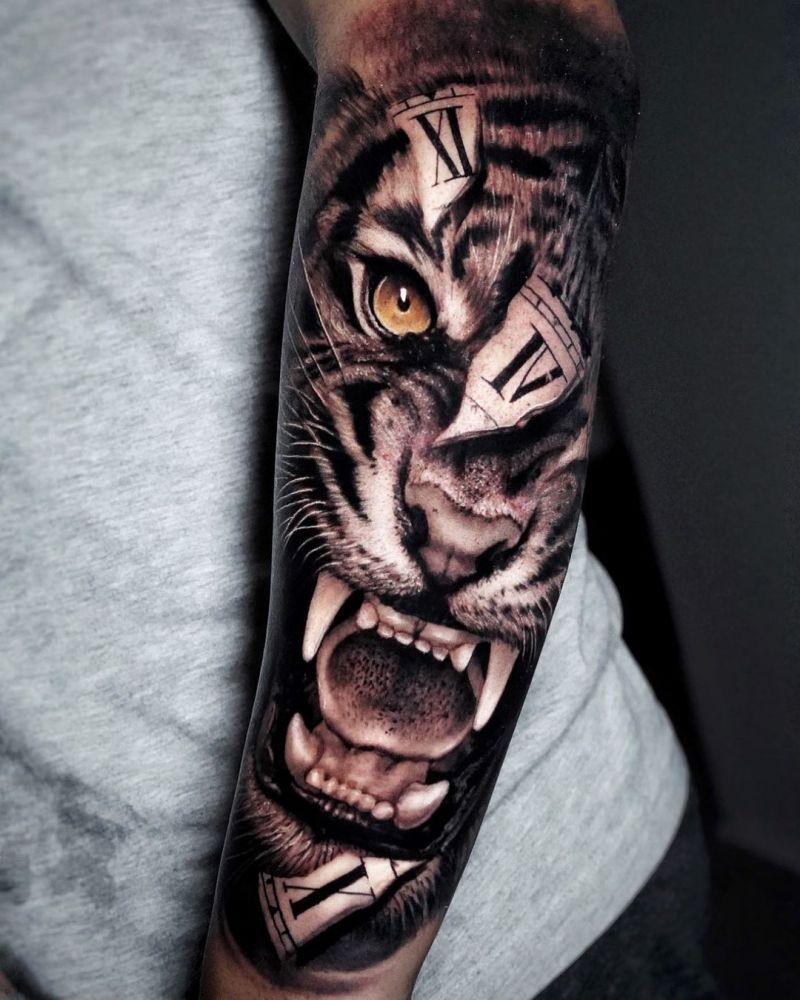 30 Unique Half Tiger Tattoos You Must Love