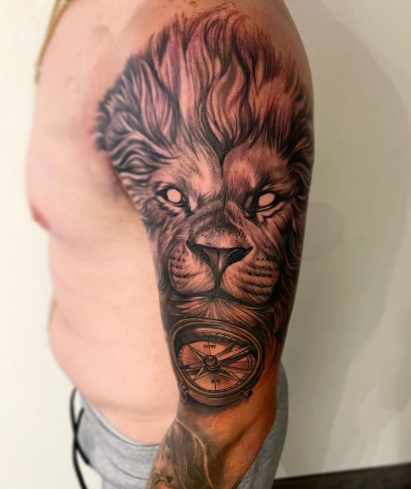 30 Unique Lion and Compass Tattoos for Your Inspiration