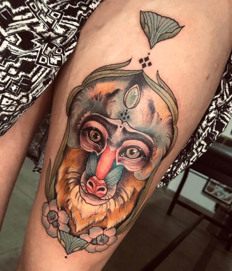 30 Great Mandrill Tattoos to Inspire You