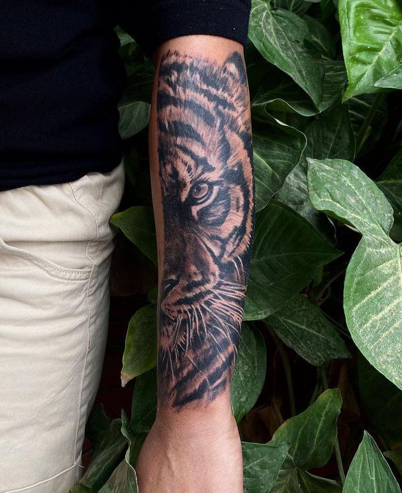 30 Unique Half Tiger Tattoos You Must Love