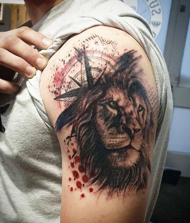 30 Unique Lion and Compass Tattoos for Your Inspiration