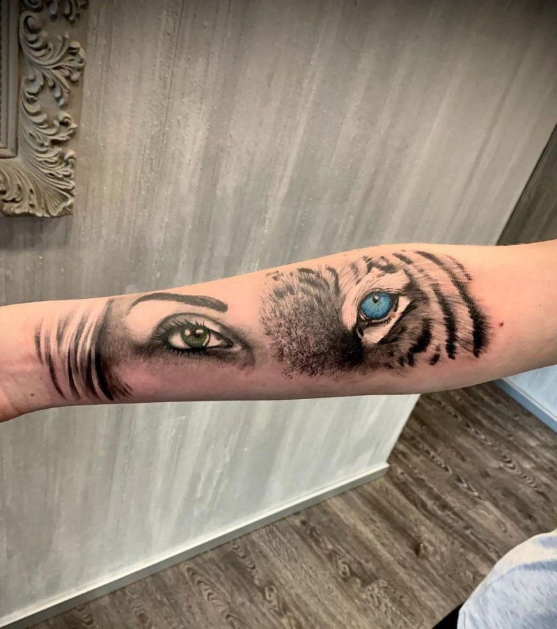 30 Unique Half Tiger Tattoos You Must Love