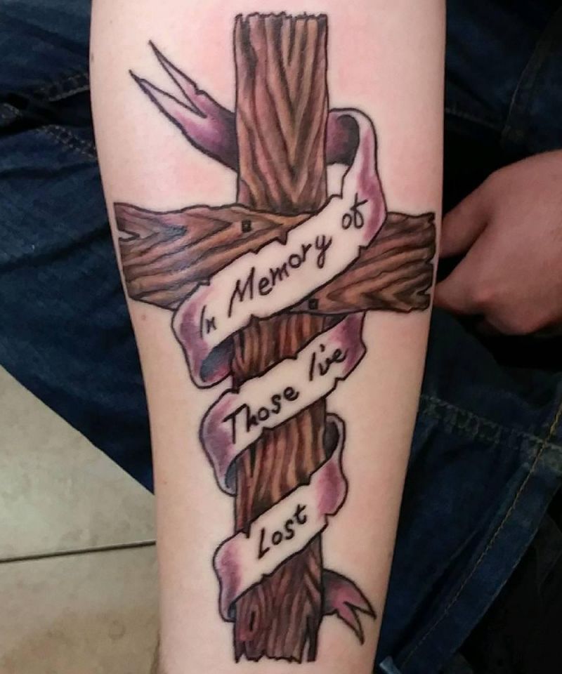 30 Pretty Wooden Cross Tattoos You Must Love