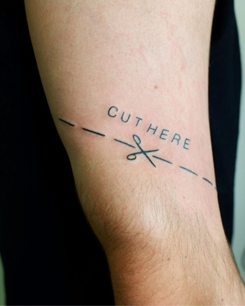 25 Unique Cut Here Tattoos for Your Inspiration