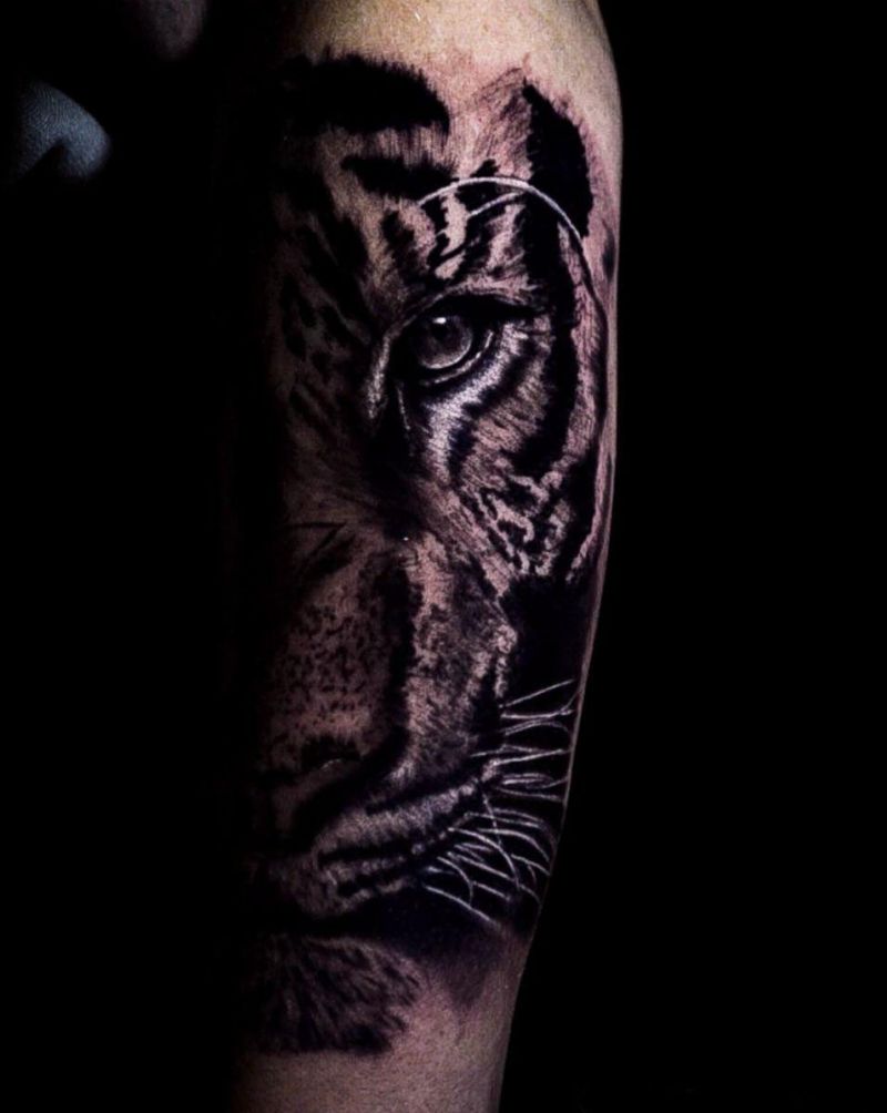 30 Unique Half Tiger Tattoos You Must Love