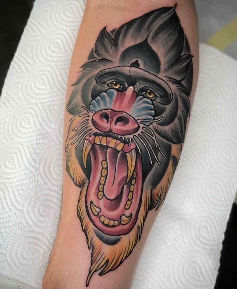 30 Great Mandrill Tattoos to Inspire You