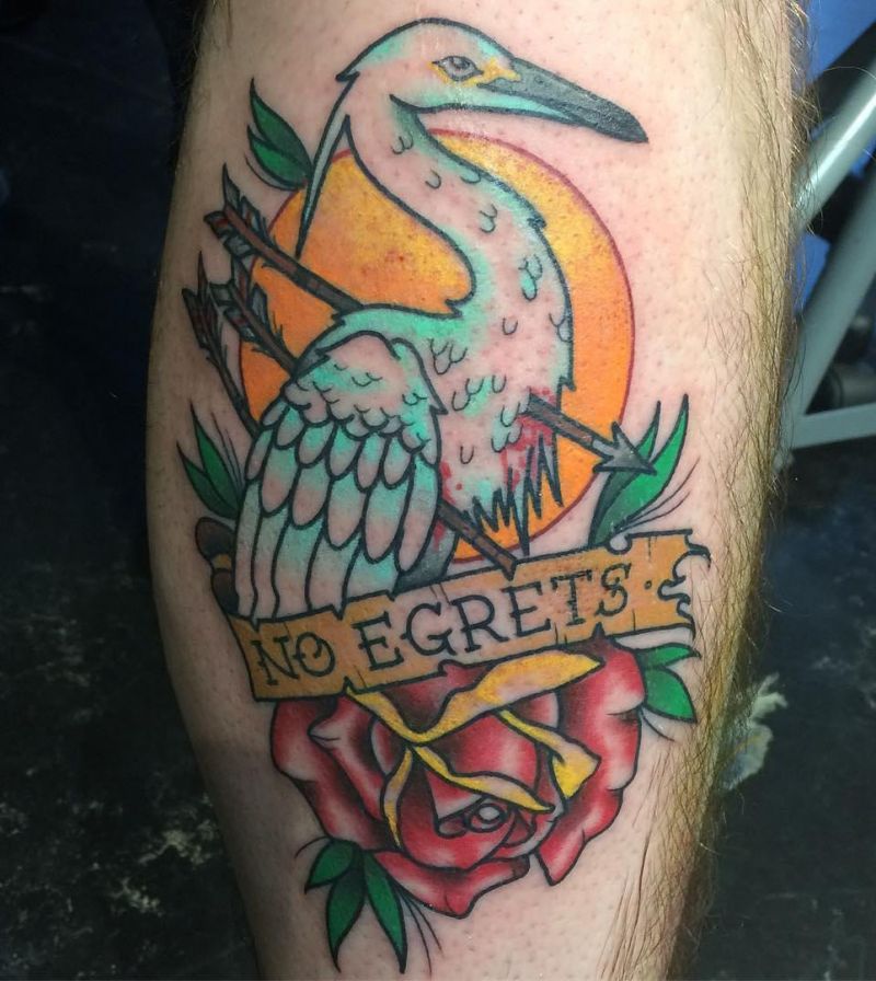 30 Pretty Egret Tattoos You Must Love