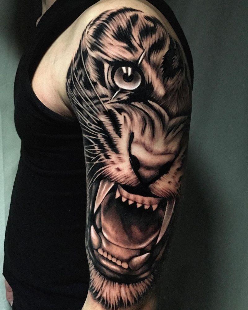 30 Unique Half Tiger Tattoos You Must Love