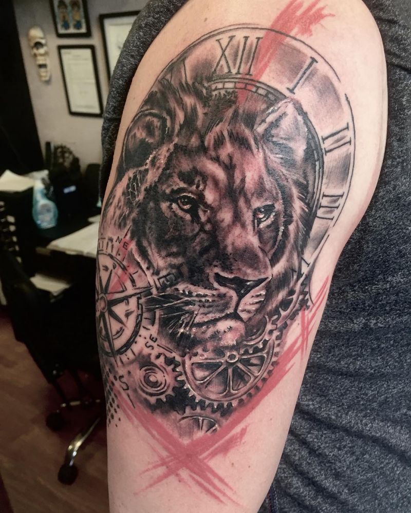 30 Unique Lion and Compass Tattoos for Your Inspiration