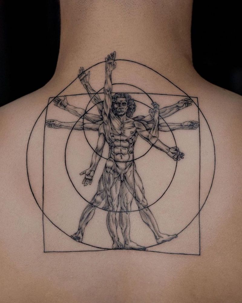 30 Unique Vitruvian Man Tattoos for Your Inspiration