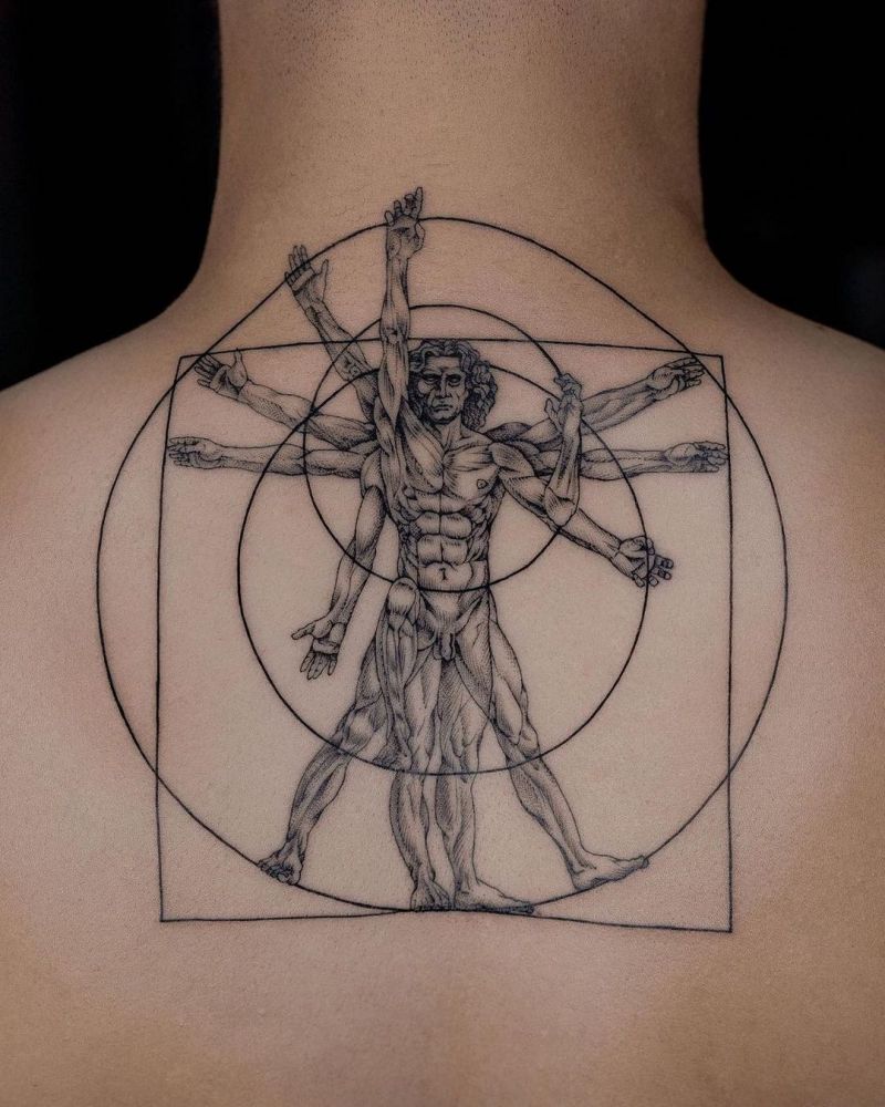 30 Unique Vitruvian Man Tattoos for Your Inspiration