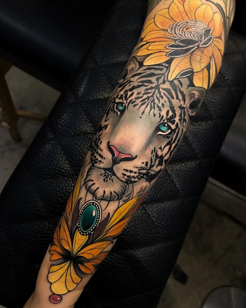 30 Pretty White Tiger Tattoos You Can Copy