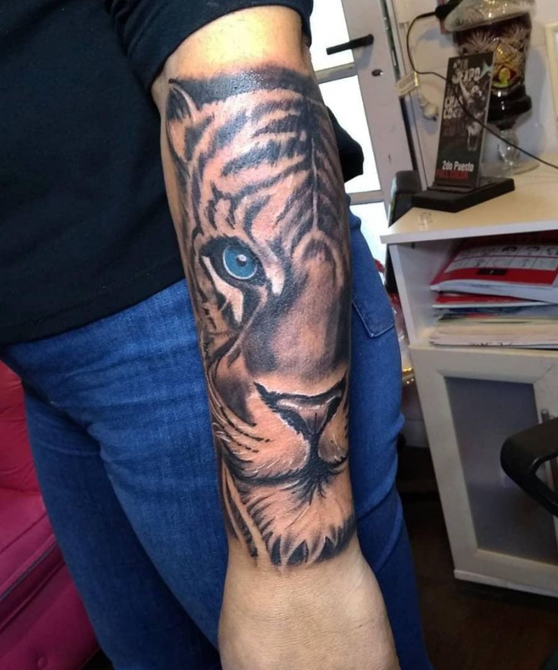 30 Unique Half Tiger Tattoos You Must Love